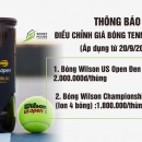 Thông báo thay đổi giá bóng Tennis Wilson
