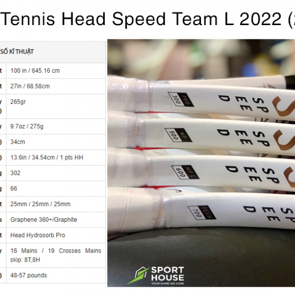 Cây vợt hoàn hảo cho người mới tập chơi : Head Speed Team L 2022 (265g)