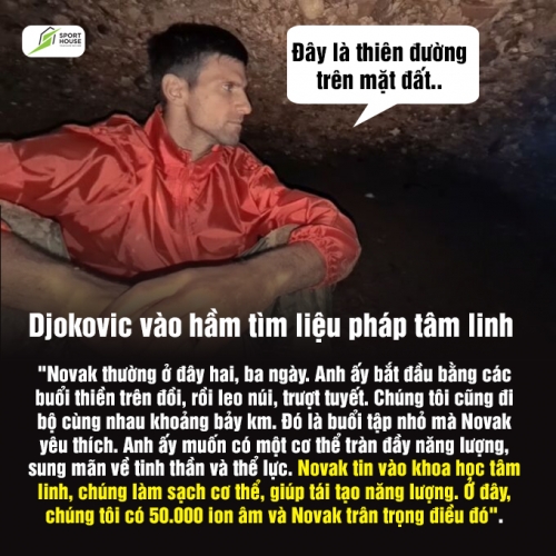 Djokovic vào hầm tìm liệu pháp tâm linh