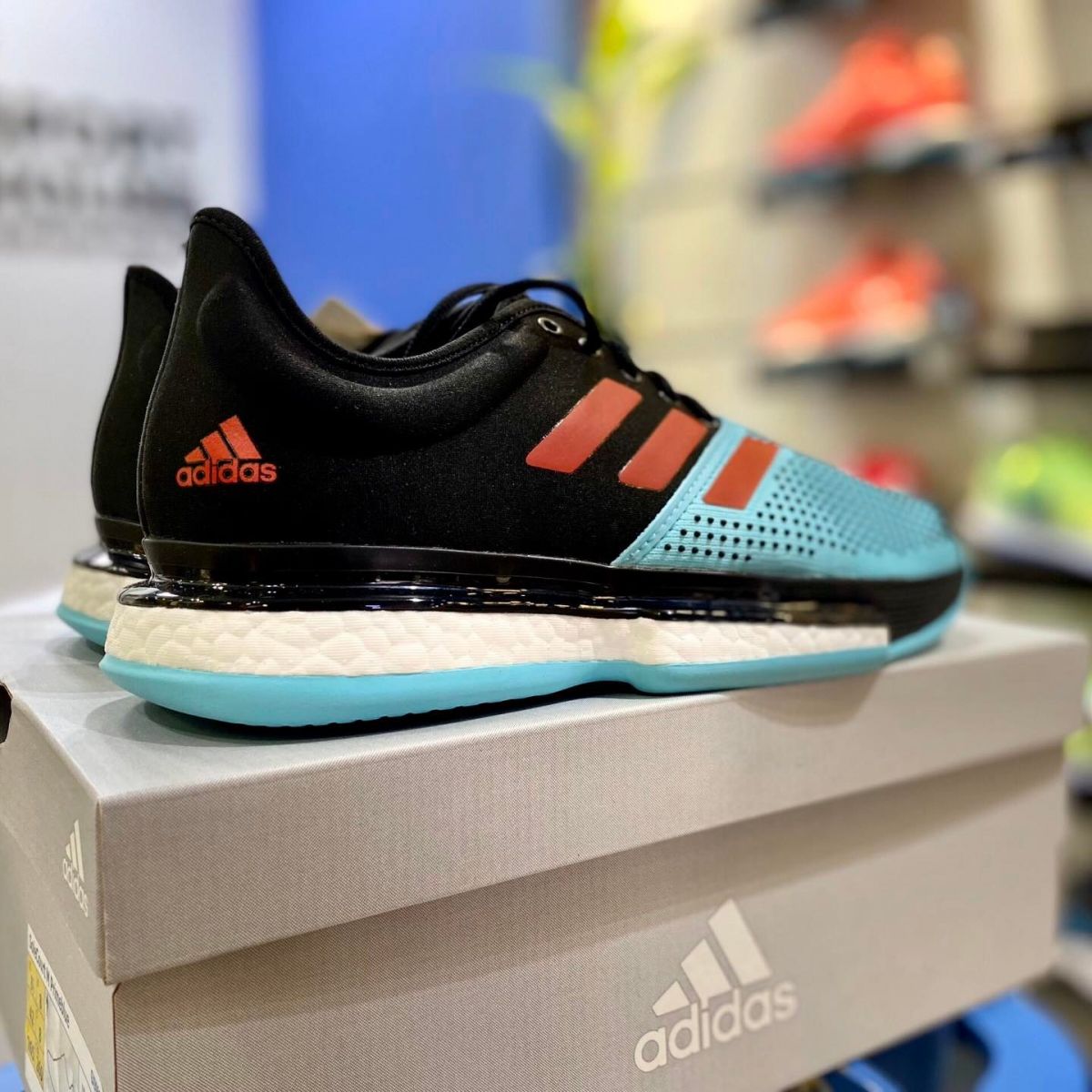 GiÃ y Tennis Adidas SoleCourt Primeblue Bk/Aqua/Red (GX9066)